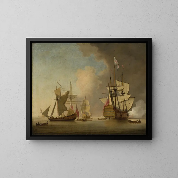 Bateaux en mer - Peter Monamy — ingelijst kunstwerk aan de muur
