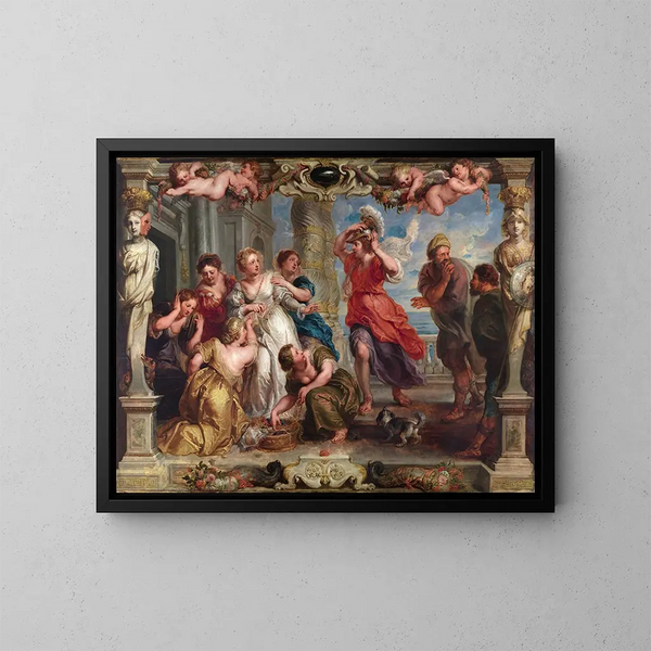 Achille ontdekt door Ulysses onder de dochters van Lycomède - Peter Paul Rubens — ingelijst kunstwerk aan de muur