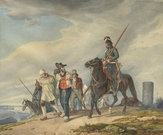 Peter von Hess - Three Armed Riders Escorting Prisoners Near Reims.webp