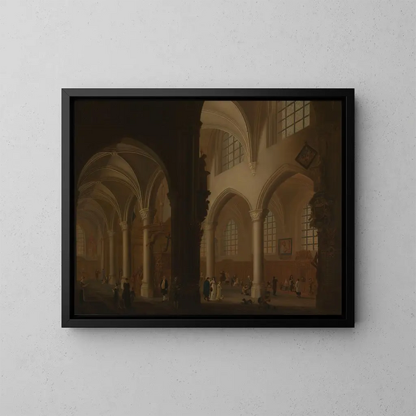 van het interieur van de oude Sint-Joriskerk in Antwerpen - Petrus Johannes van Regemorter — ingelijst kunstwerk aan de muur