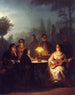 Een zomerse avond bij de lamp en het maanlicht - Petrus van Schendel — weergave van het kunstwerk