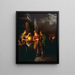 Een peperkoekverkoper bij het licht van kaarsen - Petrus van Schendel — ingelijst kunstwerk aan de muur