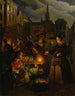 van een groentemarkt bij maanlicht op de Grote Markt in Den Haag - Petrus van Schendel — weergave van het kunstwerk