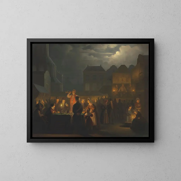 Op de kermis - Petrus van Schendel — ingelijst kunstwerk aan de muur