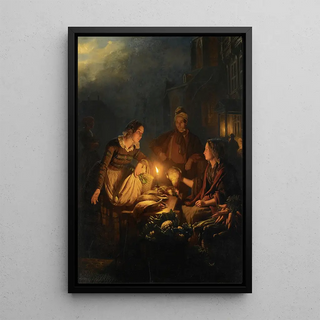 Petrus van Schendel - Moonlit Market In The Hague.webp