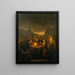 Het Noordermarkt 's Nachts in Amsterdam - Petrus van Schendel — ingelijst kunstwerk aan de muur