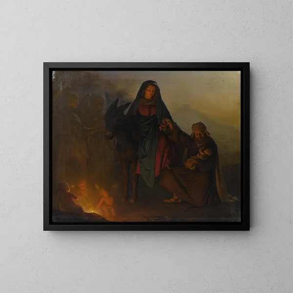 De rust tijdens de vlucht naar Egypte - Petrus van Schendel — ingelijst kunstwerk aan de muur