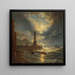Vuurtoren in de haven van Napels bij maanlicht - Joseph Rebell — ingelijst kunstwerk aan de muur