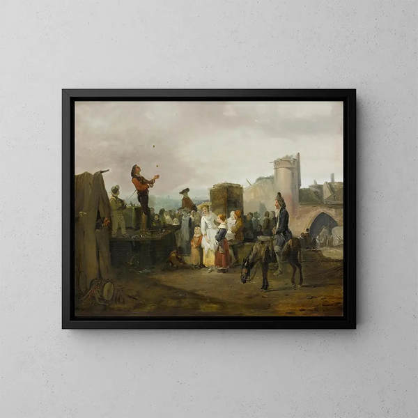 Een dorpsmarkt - Philibert-Louis Debucourt — ingelijst kunstwerk aan de muur