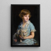 Portrait of a child with a Steiff lion - Philip Alexius de László — framed artwork on a wall