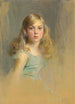 Portrait painting of the honorable Esme Mary Gabrielle Harmsworth, future Countess of Cromer, aged nine years - Philip Alexius de László — artwork view