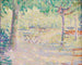Zonnige terrassenscène in Giverny - Philip Leslie Hale — weergave van het kunstwerk