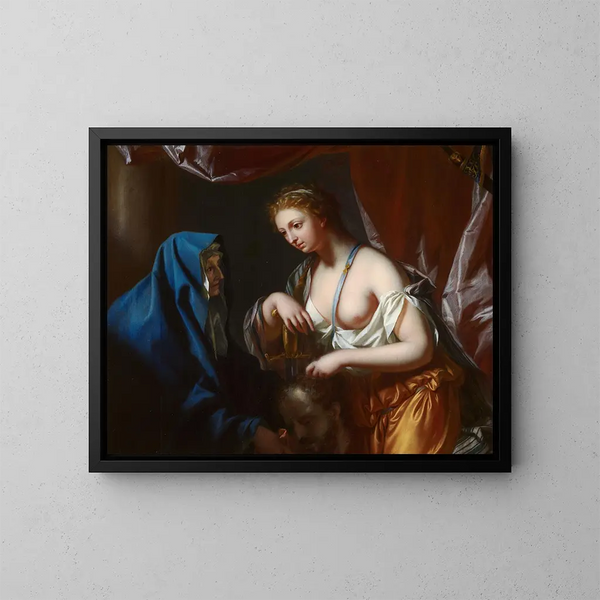 Judith met het hoofd van Holofernes - Philip van Dijk — ingelijst kunstwerk aan de muur