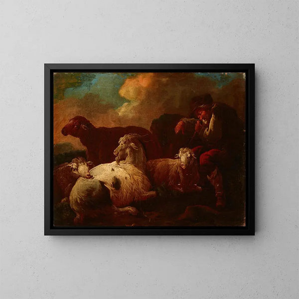 Geiten en schapen - Philipp Peter Roos — ingelijst kunstwerk aan de muur