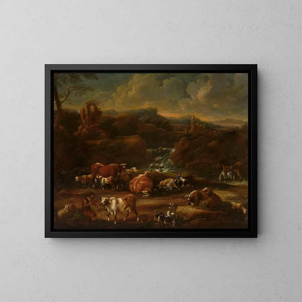 kudde in de bergen - Philipp Peter Roos — ingelijst kunstwerk aan de muur