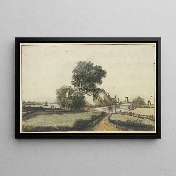 Philips Koninck - Bauernhaus unter Bumen an einem Flu.webp