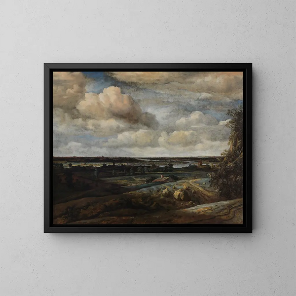 Nederlands Panorama schilderij met ver uitzicht op Haarlem - Philips Koninck — ingelijst kunstwerk aan de muur