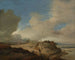 Landschap van duinen met een seinmast - Philips Wouwerman — weergave van het kunstwerk