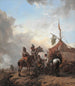 Soldaten die feestvieren met een dienares voor een tent - Philips Wouwerman — weergave van het kunstwerk