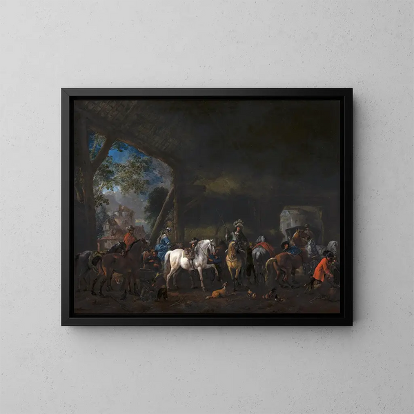 L'Arrivée à l'étable - Philips Wouwerman — ingelijst kunstwerk aan de muur