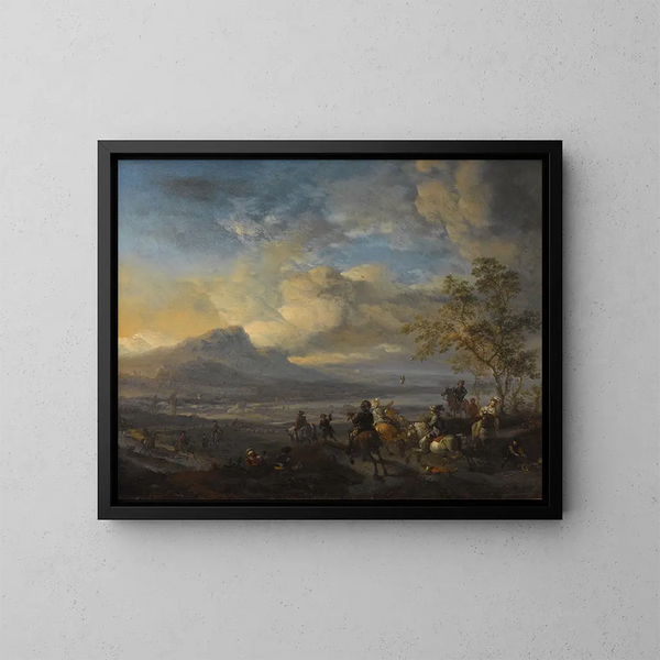 De valkerij - Philips Wouwerman — ingelijst kunstwerk aan de muur