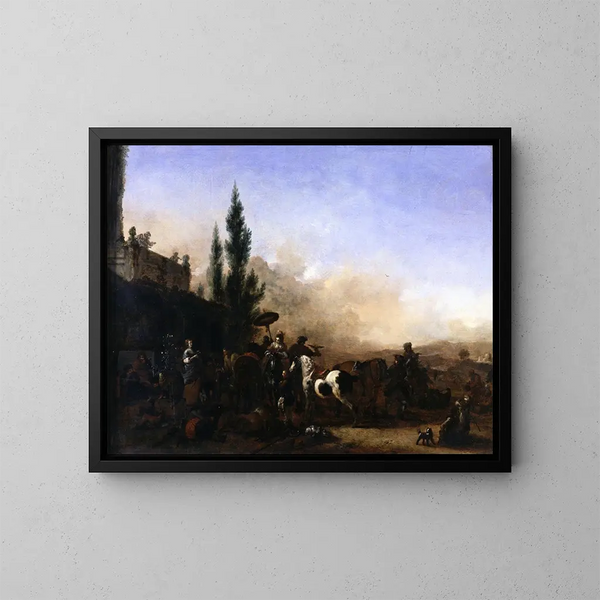 De Terugkeer van Hawking - Philips Wouwerman — ingelijst kunstwerk aan de muur