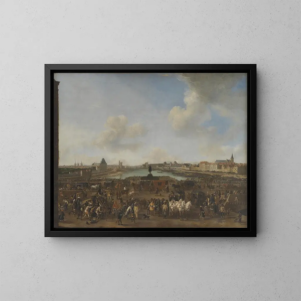 Uitzicht op Parijs vanaf de Place Dauphine - Philips Wouwerman — ingelijst kunstwerk aan de muur