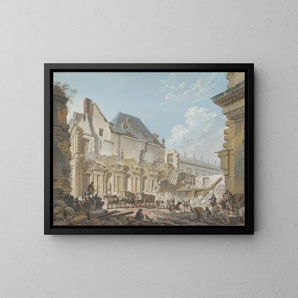 van het oude vestibule van het Palais-Royal in Parijs - Pierre-Antoine Demachy — ingelijst kunstwerk aan de muur