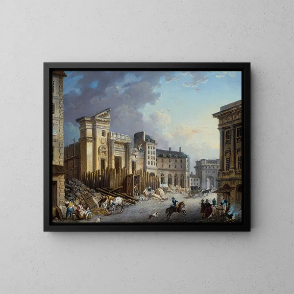 van de afbraak van de Sint-Bartholomeüskerk - Pierre-Antoine Demachy — ingelijst kunstwerk aan de muur