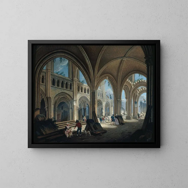 van de afbraak van de Sint-Jan-en-Grève kerk in 1800 - Pierre-Antoine Demachy — ingelijst kunstwerk aan de muur