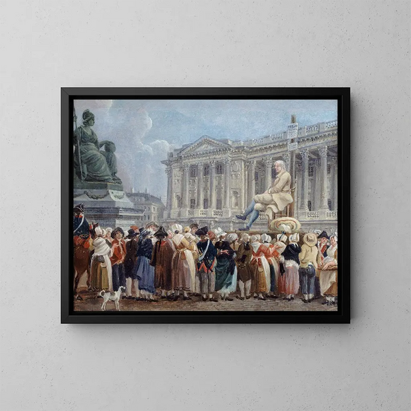Expositie van Pierre Nicolas Perrin op de Place de la Révolution op 29 vendémiaire an II - Pierre-Antoine Demachy — ingelijst kunstwerk aan de muur