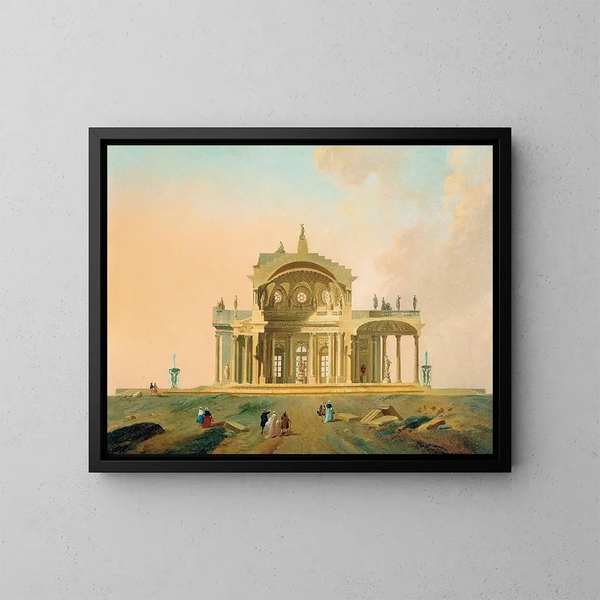 Fantastisch architectuurstudie met figuren - Pierre-Antoine Demachy — ingelijst kunstwerk aan de muur