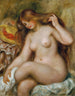 Zittende naakt met los blond haar - Pierre-Auguste Renoir — weergave van het kunstwerk