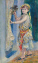 Kind met een vogel Meisje Fleury in Algerijnse kostuum - Pierre-Auguste Renoir — weergave van het kunstwerk
