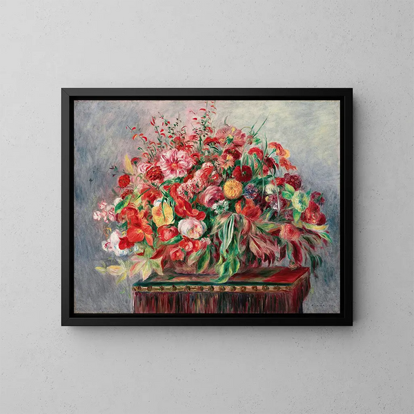 Bloemenmand - Pierre-Auguste Renoir — ingelijst kunstwerk aan de muur