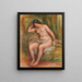 Vrouw naakt zittend leunend op een groene kussen Naakt zittend - Pierre-Auguste Renoir — ingelijst kunstwerk aan de muur