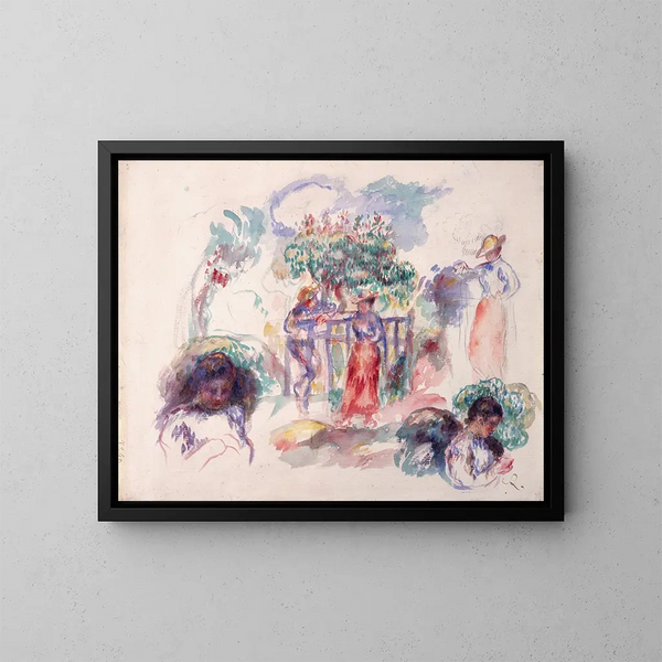 Figuren onder een boom - Pierre-Auguste Renoir — ingelijst kunstwerk aan de muur