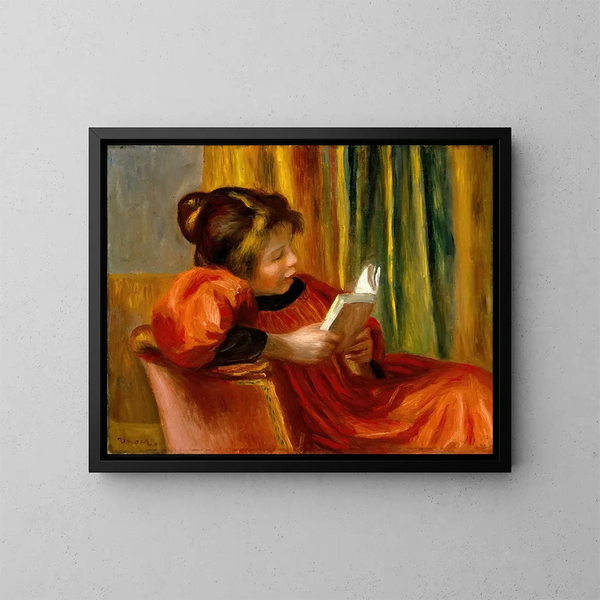 Meisje lezend - Pierre-Auguste Renoir — ingelijst kunstwerk aan de muur