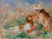 Meisjes in het gras die een boeket regelen - Pierre-Auguste Renoir — weergave van het kunstwerk