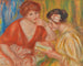 De lezing. Twee vrouwen met rode en roze bustes - Pierre-Auguste Renoir — weergave van het kunstwerk