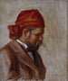 Portret van Ambroise Vollard met rode sjaal - Pierre-Auguste Renoir — weergave van het kunstwerk