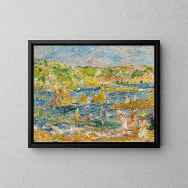 Rochers de Guernesey avec personnages sur la plage de Guernesey - Pierre-Auguste Renoir — ingelijst kunstwerk aan de muur
