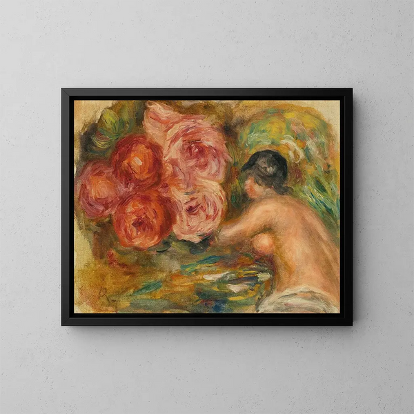 Rozen en studie van Gabrielle - Pierre-Auguste Renoir — ingelijst kunstwerk aan de muur