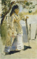 Vrouw bij een hek - Pierre-Auguste Renoir — weergave van het kunstwerk