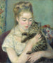 Vrouw met een kat - Pierre-Auguste Renoir — weergave van het kunstwerk