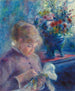 Jonge vrouw die naait - Pierre-Auguste Renoir — weergave van het kunstwerk