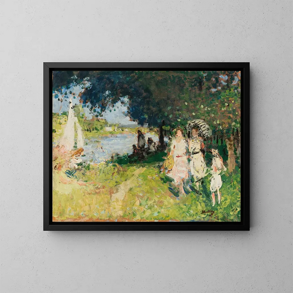Aan de oever van de Seine - Pierre-Eugène Montzin — ingelijst kunstwerk aan de muur