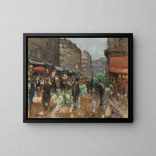 Oude Hallen - Pierre-Eugène Montzin — ingelijst kunstwerk aan de muur