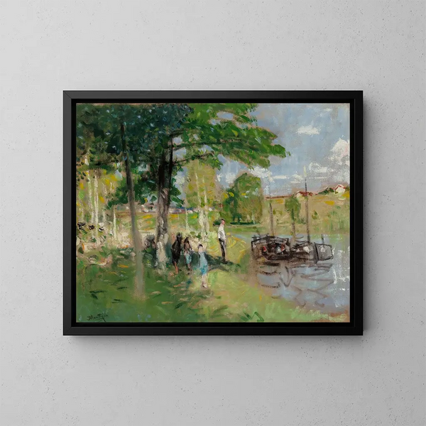 Péniches à Saint-Mammes - Pierre-Eugène Montzin — ingelijst kunstwerk aan de muur
