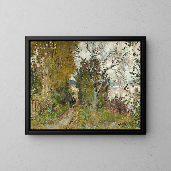 Wandel langs de waterkant - Pierre-Eugène Montzin — ingelijst kunstwerk aan de muur